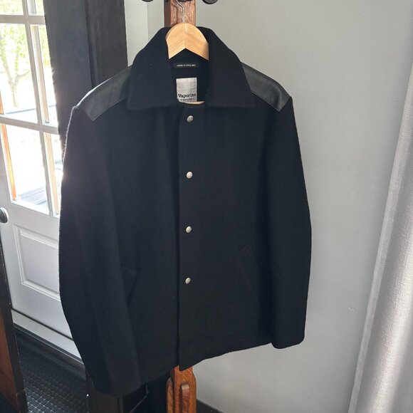 Men's Vaporize by James Iha Wool Blend / Leather Detailed Jacket, Medium, Black - Picture 1 of 12